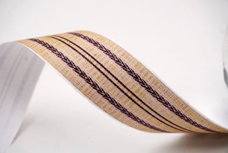 Бежевий та коричневий зигзаг смугаста тканинна стрічка набір_AI